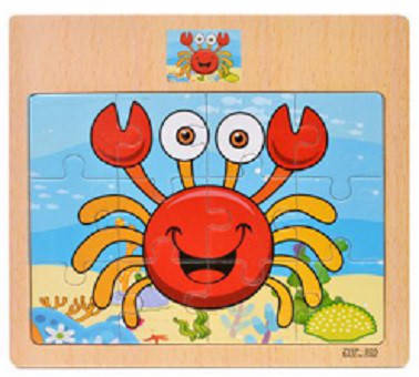 

Деревянные пазлы Животные 12 элементов с подсказкой Краб