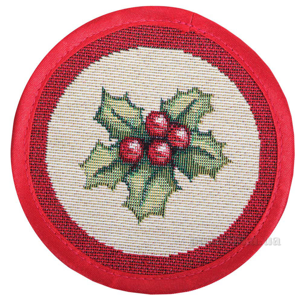 

Салфетка гобеленовая новогодняя LiMaSo Колокольчики и веночек диаметр 10 см диаметр 10 см, Красный