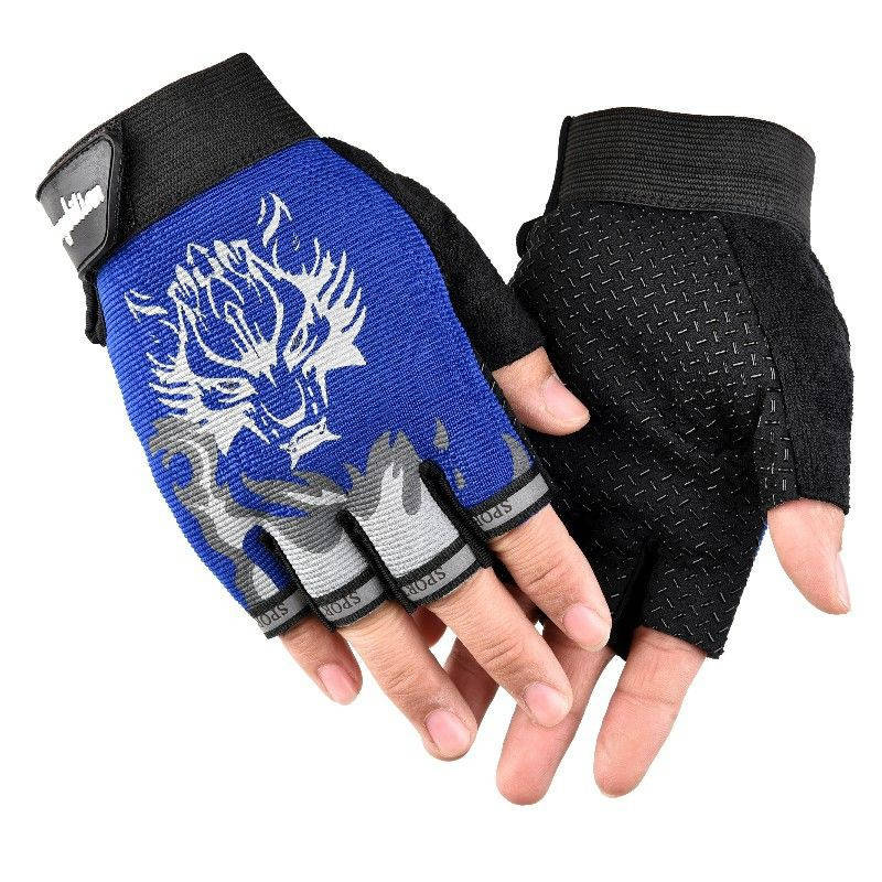 

Перчатки велосипедные Sporty беспалые детские спортивные Wolf Blue