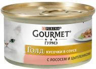 

Консерви Gourmet Gold для котів, шматочки в підливі з лососем і куркою, 85 г(24шт/уп)