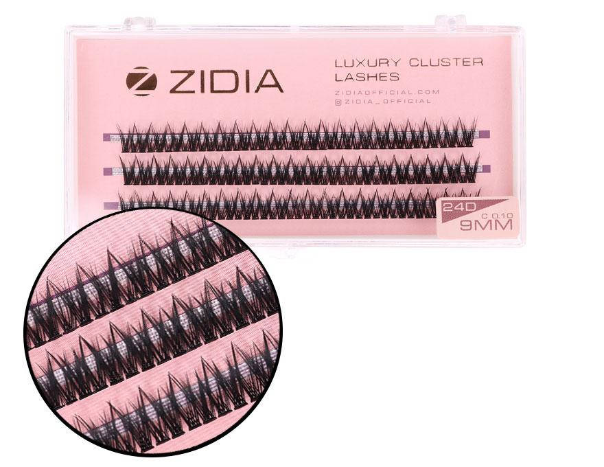 

Вії накладні пучкові рибячий хвіст Zidia Cluster Lashes Fish Tail 24D C 0.10 (3 лєнти, розмір 9 мм), Черный