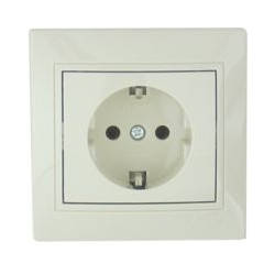 

Розетка одинарная с заземлением Lezard Mira кремовая 701-0303-122В