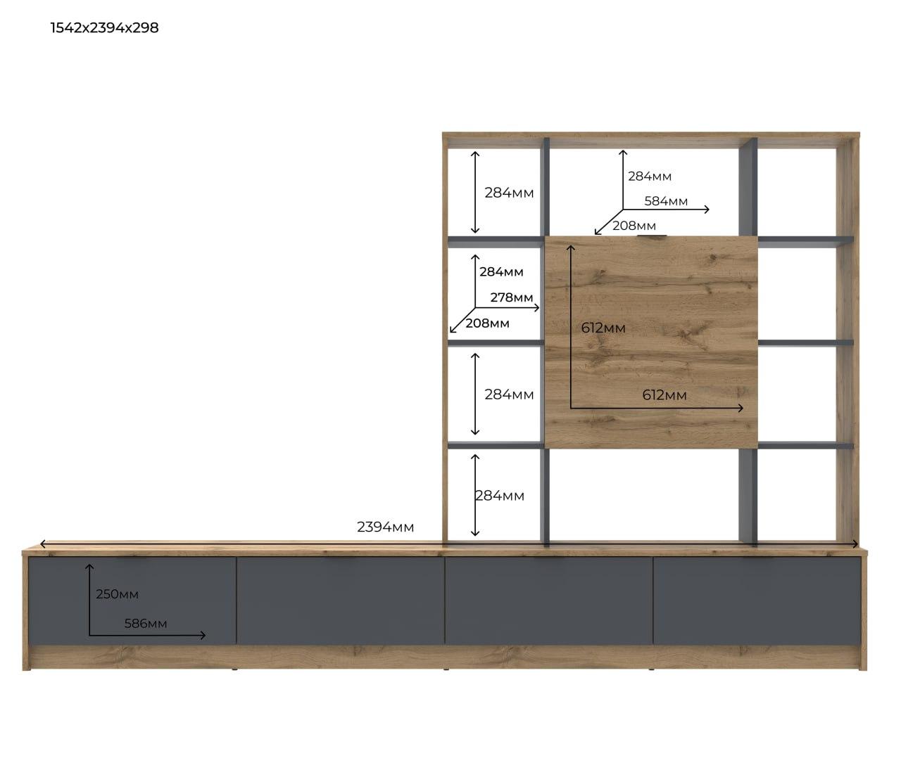 Стінка в вітальню Doros Капрі Тахо/Графіт 240х33х153 (80388682) 6