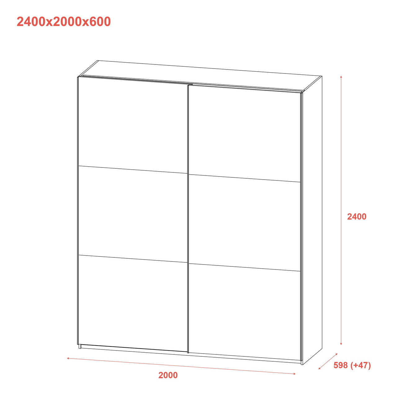 Шафа купе Doros G-Caiser Графіт/Білий 2 ДСП / 3 частини 200х60х240 (42005228) 8