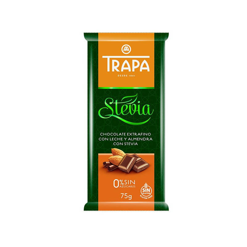 

Молочный шоколад Trapa Stevia с миндалем, 75г 20шт/ящ