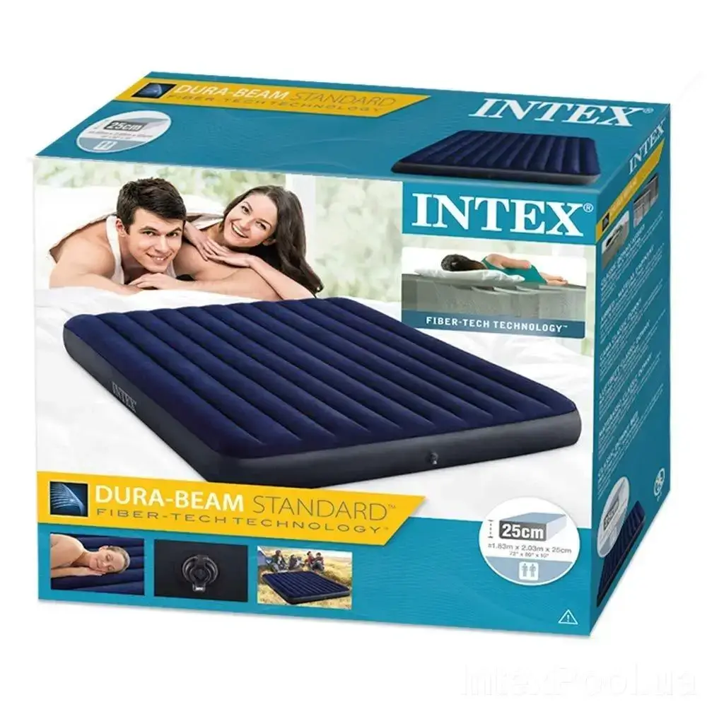 

Надувной матрас Intex 64755, размер 203х183х25см, двухместный надувной матрас Интекс
