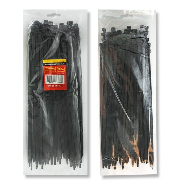 

Хомут пластиковый 2,5x100 мм, (100 шт/упак), черный INTERTOOL TC-2511