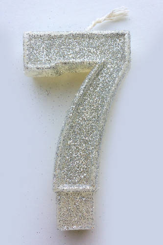 

Свеча цифра тортовая с блестками Серебро 7