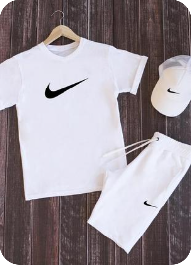 

Спортивный Костюм Летний Комплект стильный Мужской Найк шорты + футболка серый M, Белый