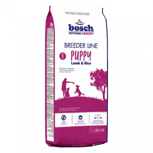 

Bosch Breeder Line Puppy Lamb & Rice 20кг - корм для щенков с ягненком.