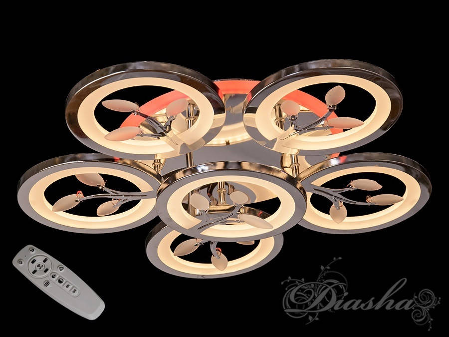 

LED-люстра с диммером и цветной подсветкой, цвет хром 6688/5+1HR LED 3color dimmer