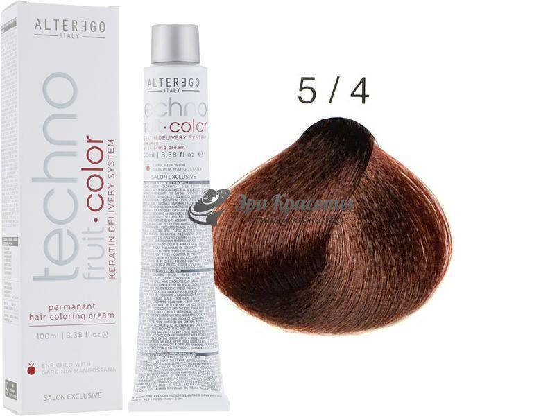 

Стойкая краска для волос 5/4 Медный светло-каштановый Technofruit Alter Ego, 100 мл