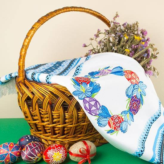 

Рушник на пасхальную корзинку 70 см синий
