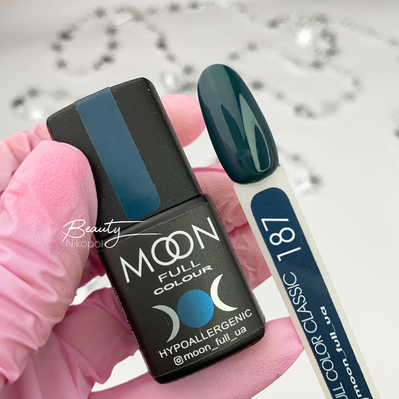 

Гель-лак MOON FULL №187 темный сланцево-серый, 8мл.