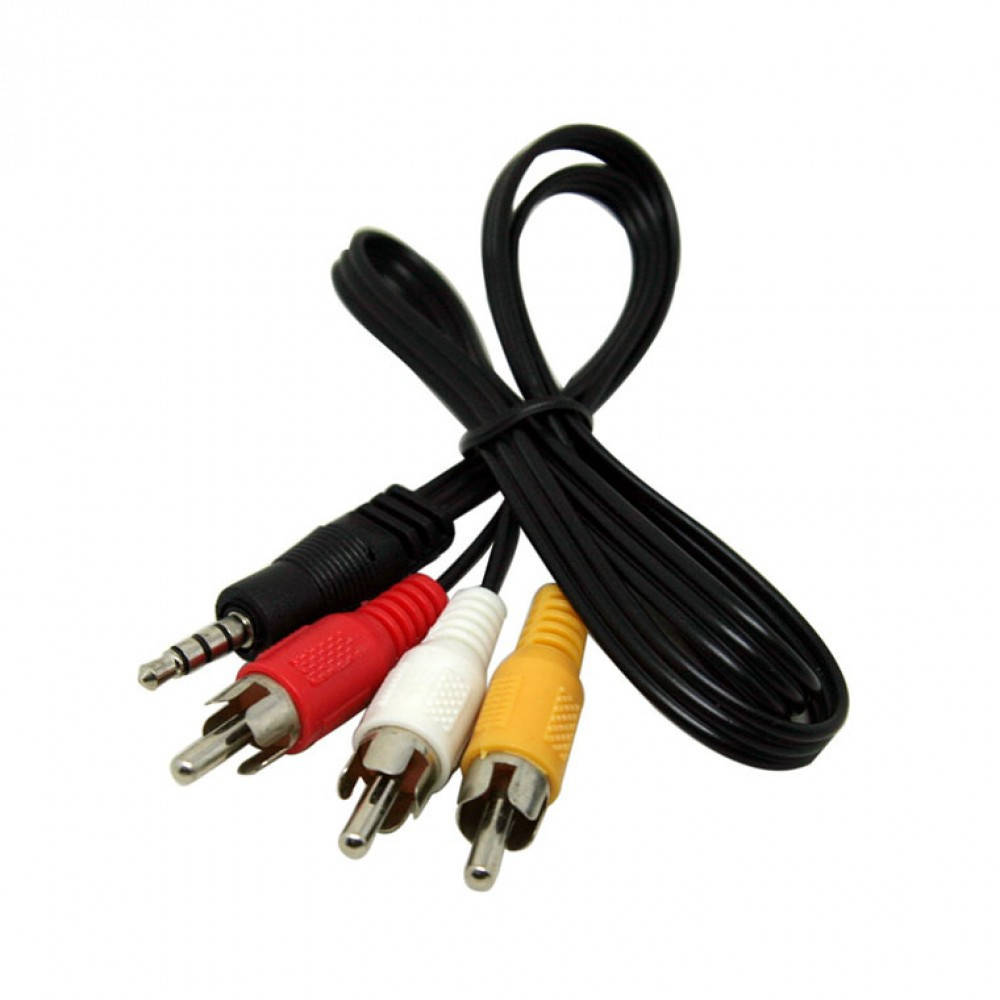

Кабель 3RCA - MiniJack 3.5 (4pin,18 мм,1.0 метр) (00098), Черный