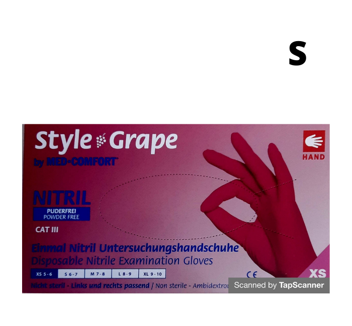 

Перчатки нитриловые S, Style Grappa 100шт\уп виноград текстурированные, Красный