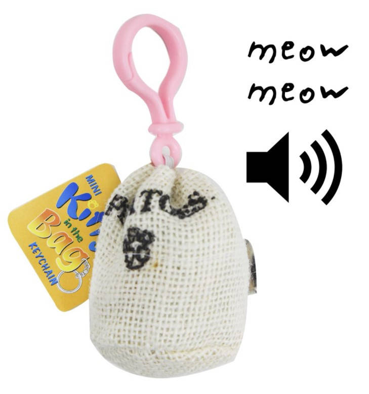 

Игрушка-брелок Кот в мешке, мяукает, PR137, для детей от 3 лет, Пакунок малюка