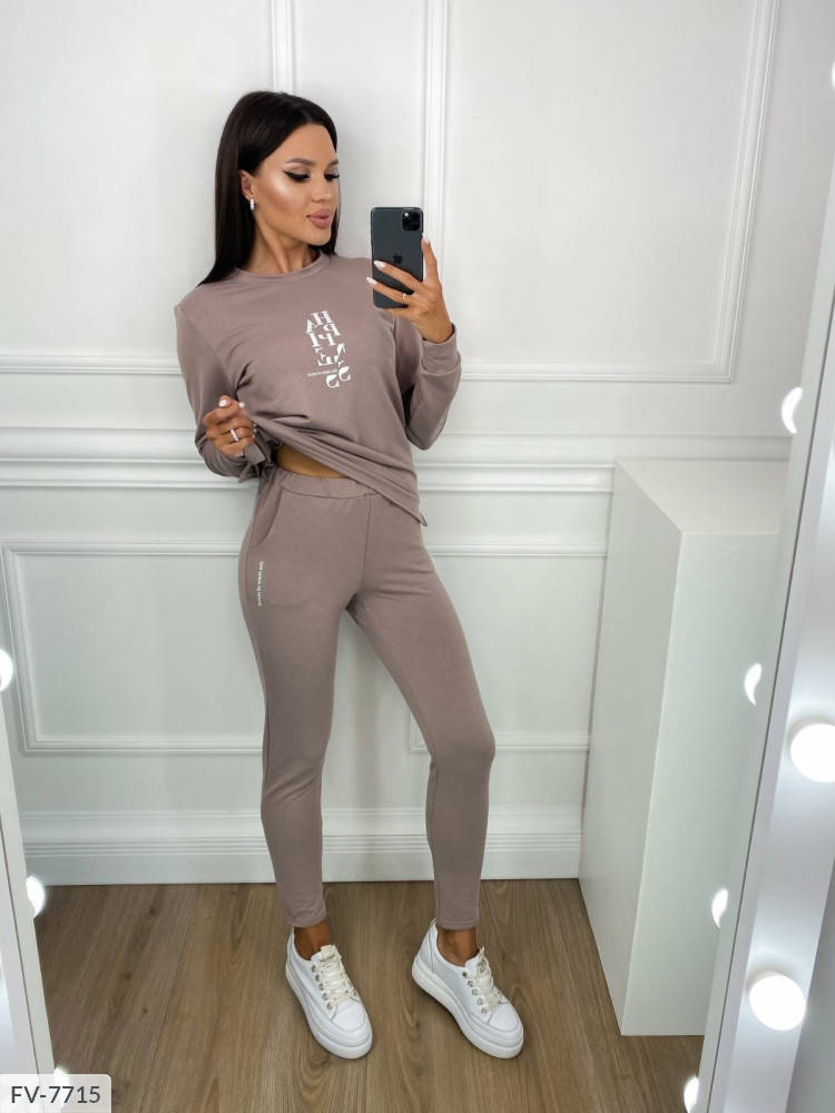 

Спортивный костюм женский двунитка *HAPPINESS* (42-48)(3цв) "NK Collection" недорого от прямого поставщика, Черный