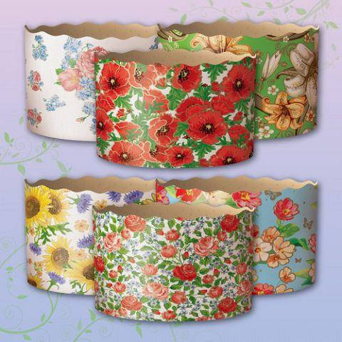 

Формы бумажные для кулича (85*130) Цветы(400гр) (50 шт)