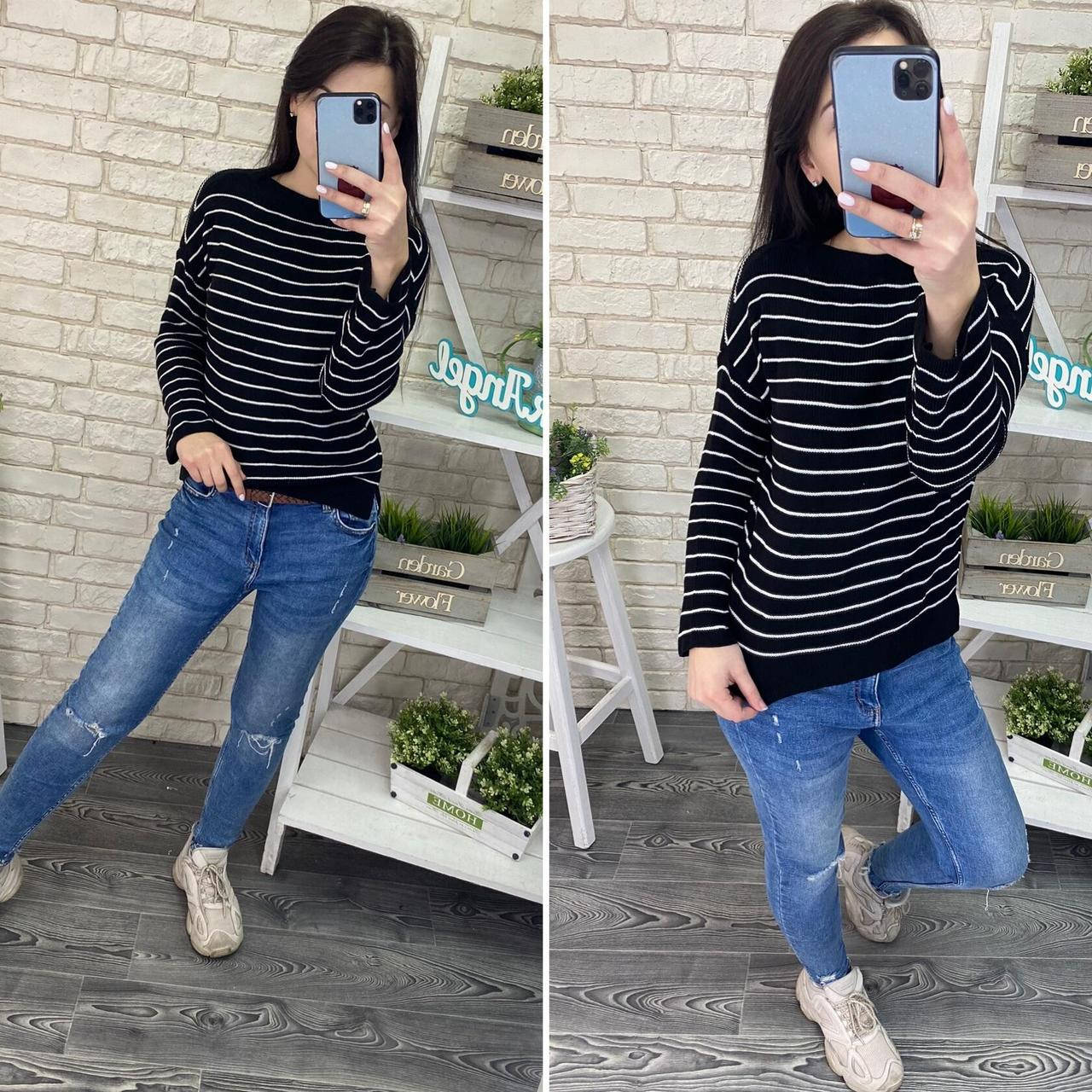 

Стильный женский свитер Ткань "Вязка" 42, 44 размер 42 44, Черный