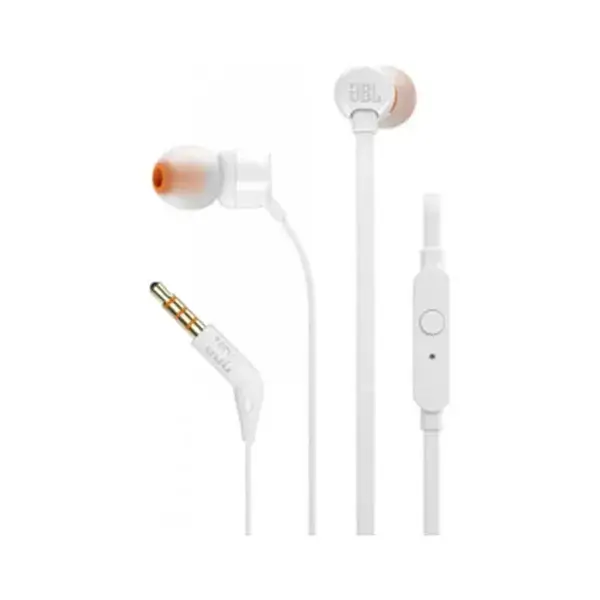 

Проводные наушники JBL T110 White вакуумные с микрофоном, Белый