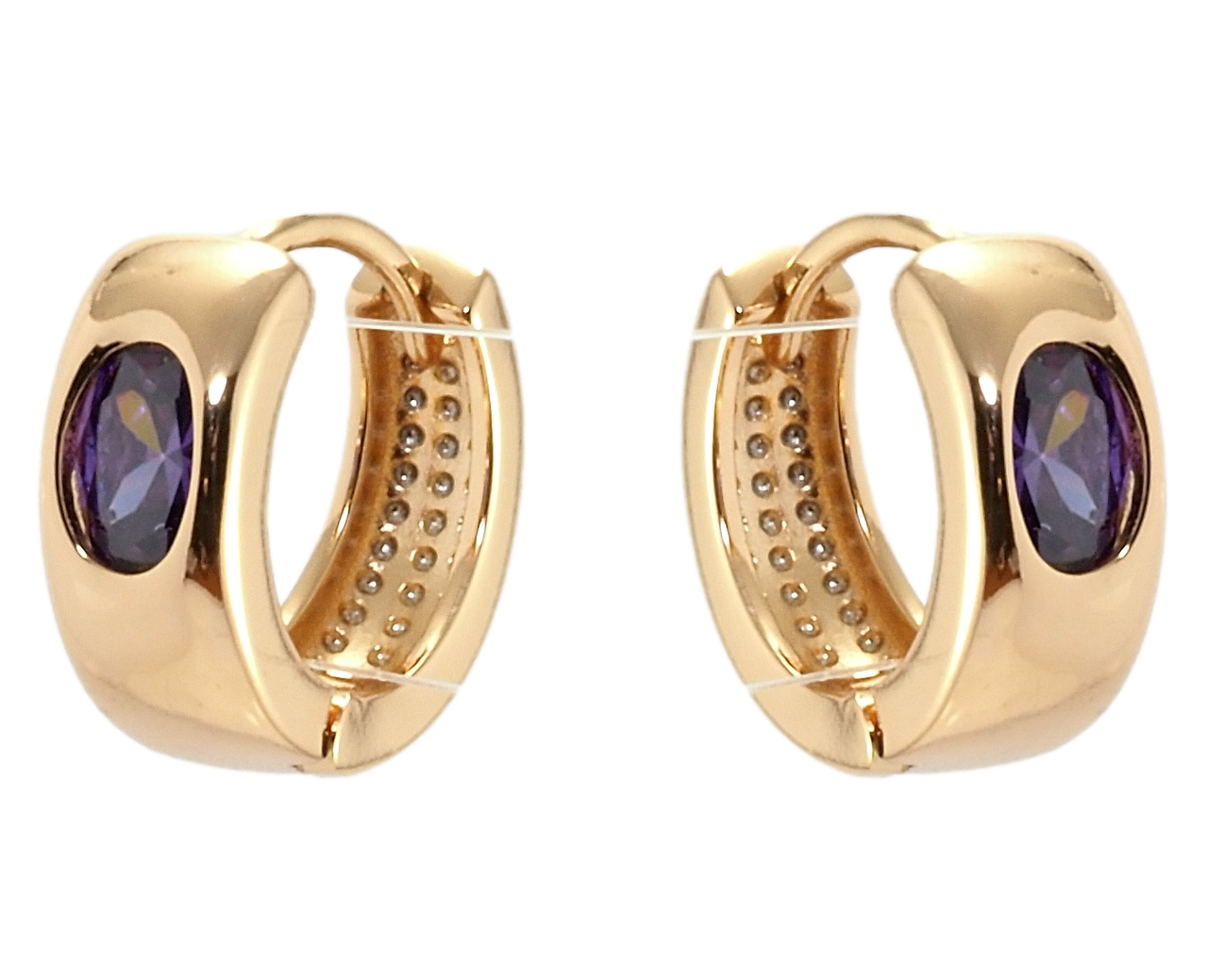 

Серьги Xuping Позолота 18K колечки "Вставка фиолетовый фианит"