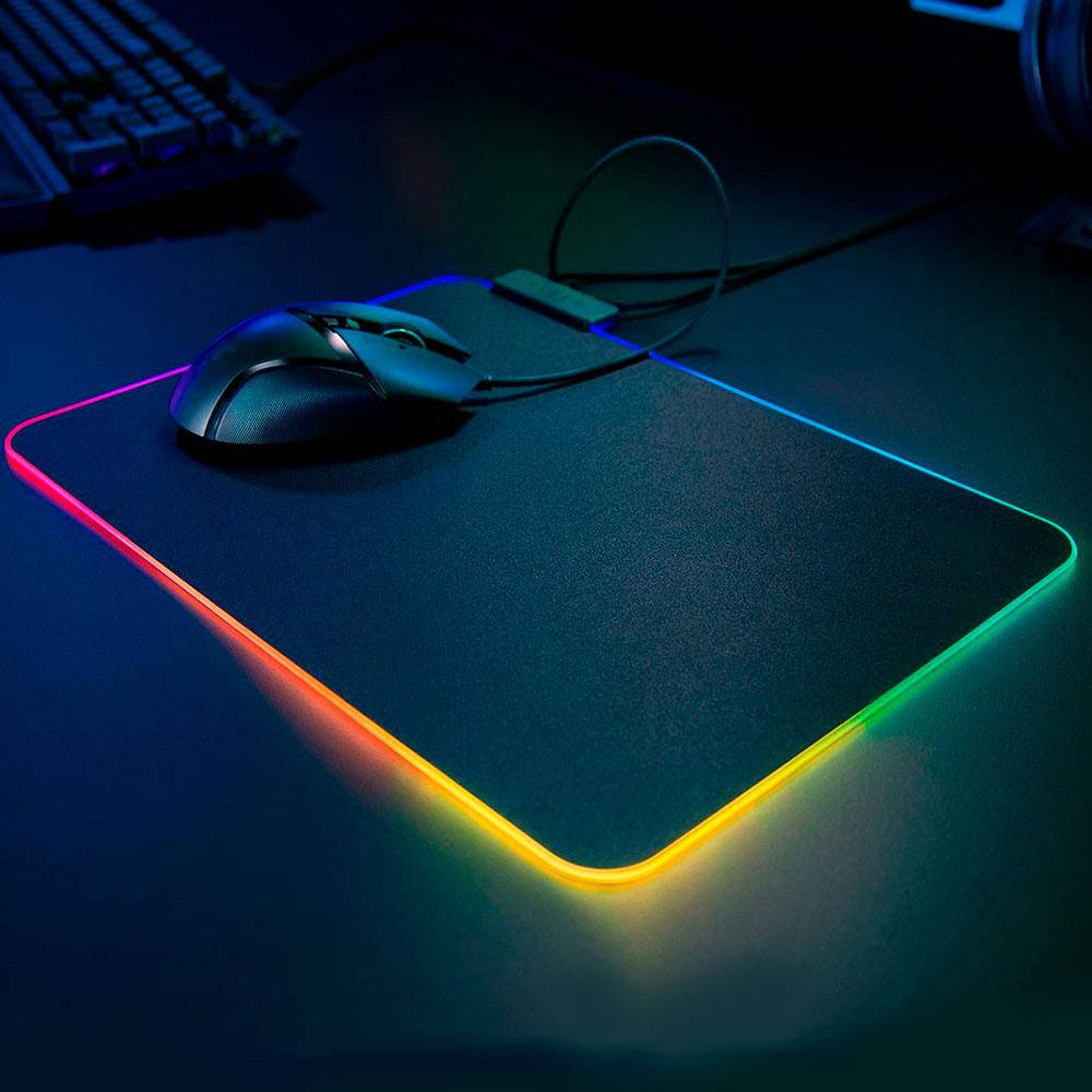 

Коврик для мышки с подсветкой RGB GMS-WT-5 / Геймерский коврик от USB 35.5x25см, Черный