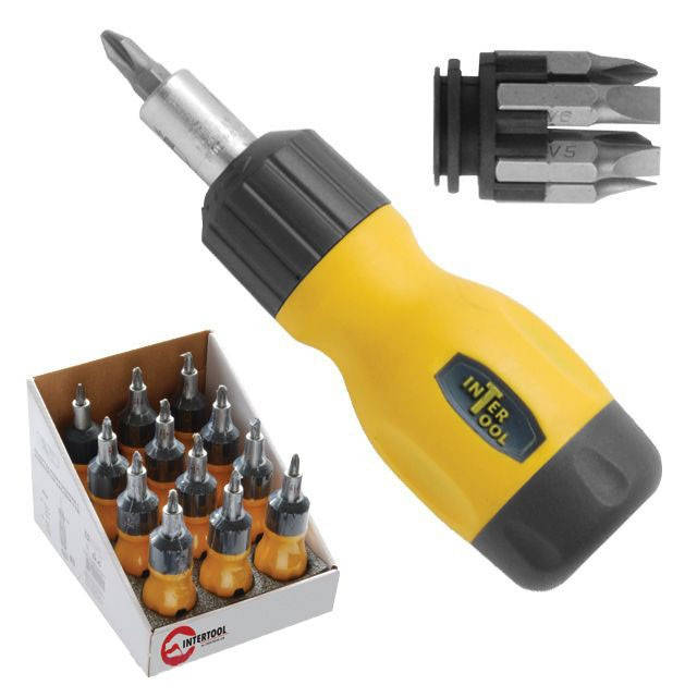 

Отвертка реверсивная с комплектом насадок INTERTOOL VT-1009