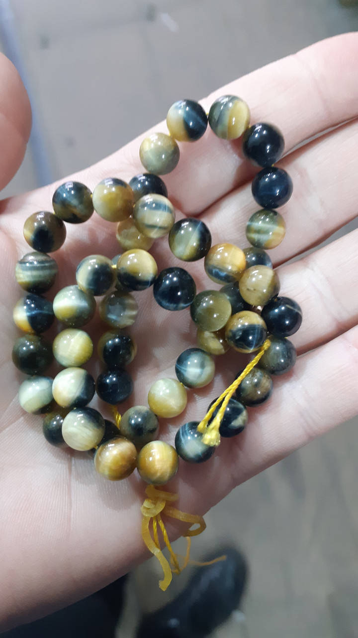 

Бусины Тигровый глаз гладкий шарик d-8мм(+-) L-37см