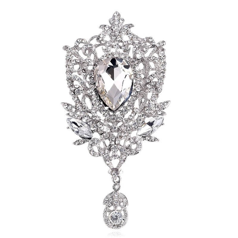 

Брошь восточная, цвет Crystal, 103х49 мм, 1шт