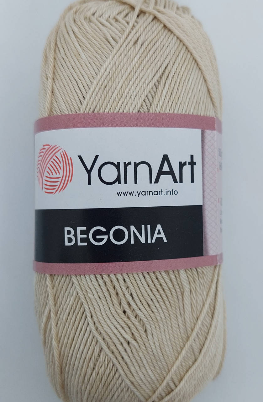 

Пряжа летняя YarnArt Begonia Ярнарт Бегония 100% мерсеризованный хлопок, Турция беж № 4660