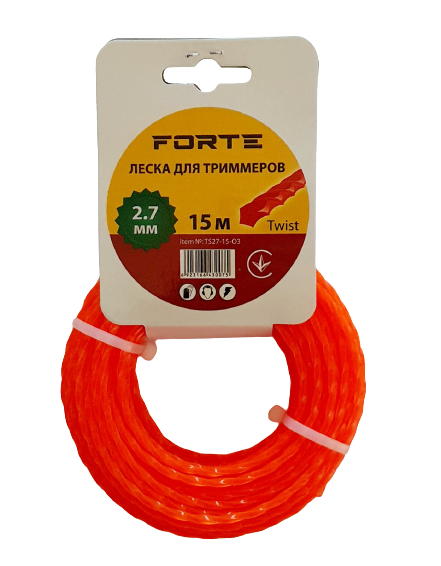

Леска для мотокос 2.7 мм х15 м крученый квадрат Forte (TS27-15-03)