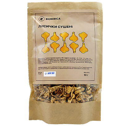 

Гриби Біонеріка лисички сушені Bionerica 90g (Код : 00-00010273)