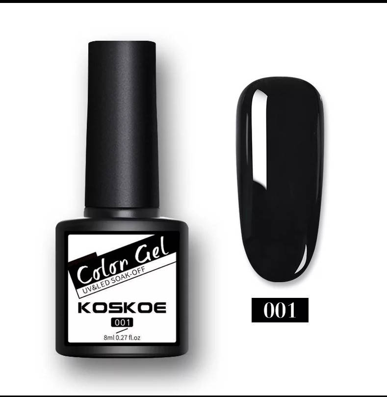 

8мл. Гель лак Color Gel Koskoe УФ UV, для маникюра, ногтей под лампу Черный 01