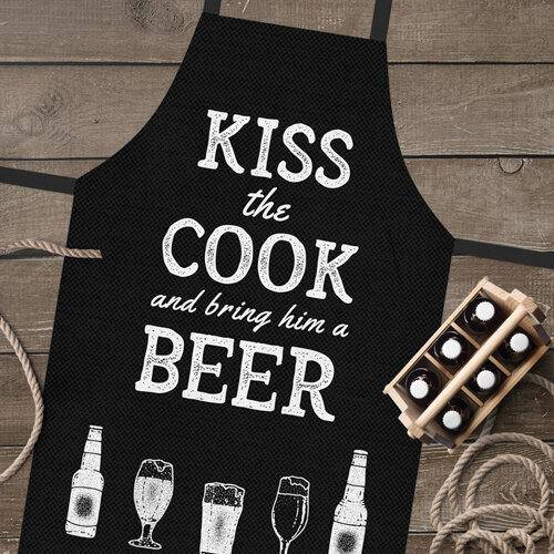 

Кухонный фартук Kiss the cook and bring him a beer черный 75х51 см (FRTC_21M024)