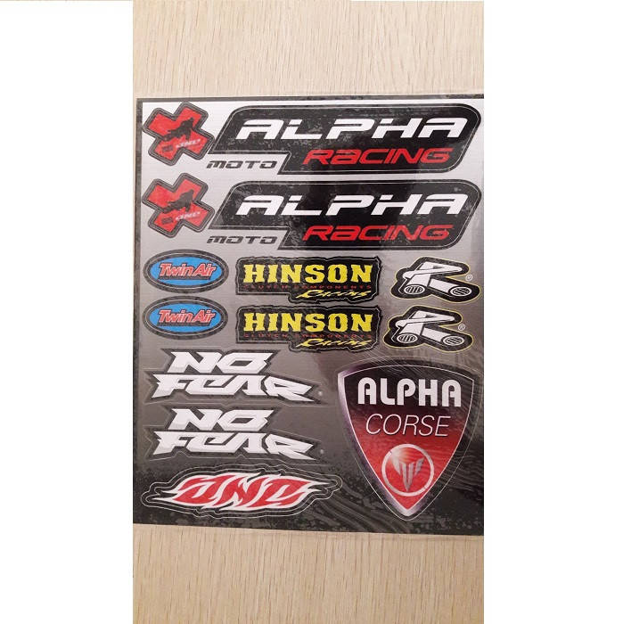

Наклейка МОТО "Alpha" (26x22) серебристый фон средняя