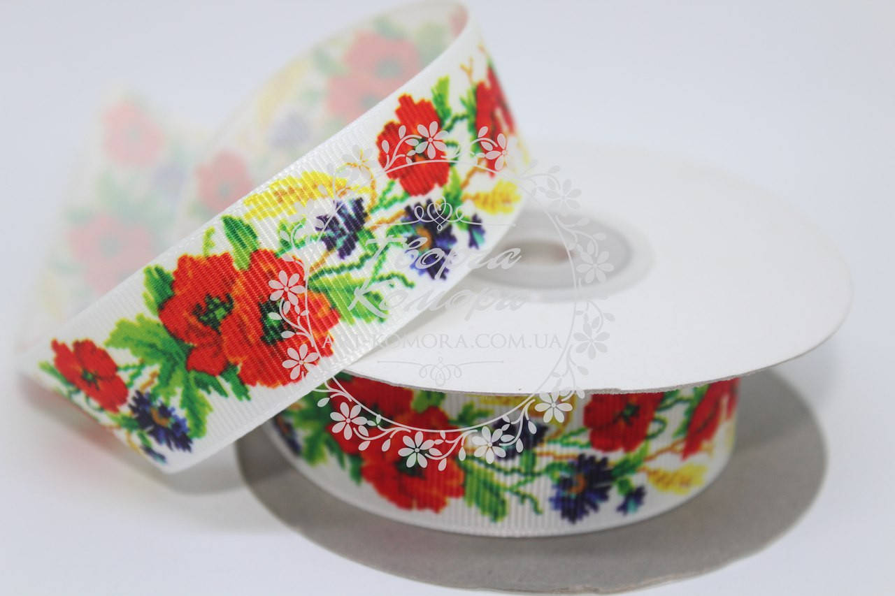 

Репсовая лента "Украинский веночек", 2,5 см