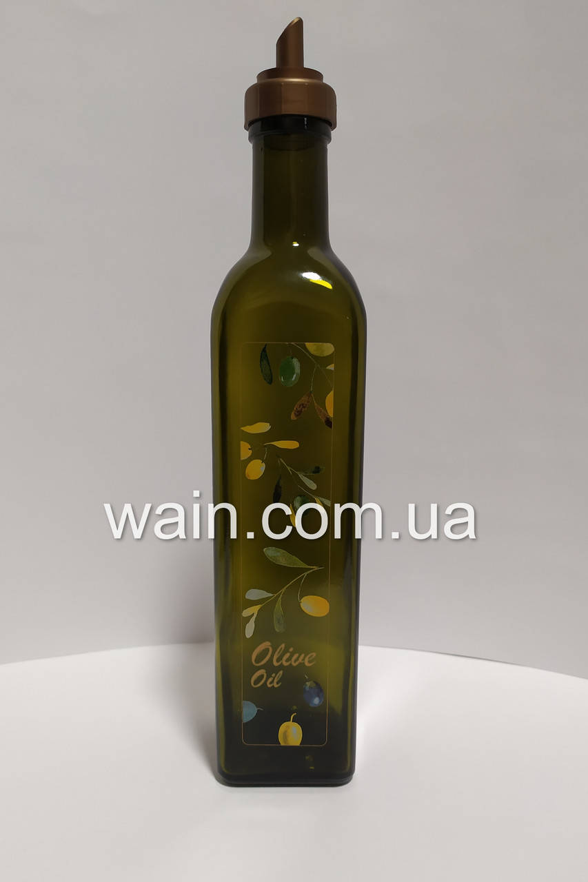 

Оливковая бутылка 500 мл стеклянная с пластиковым дозатором для масла Maraska Everglass, Оливковый