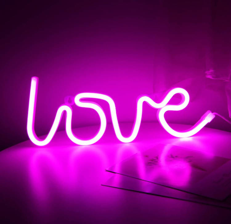 

Настенный неоновый светильник ночник Love розовый