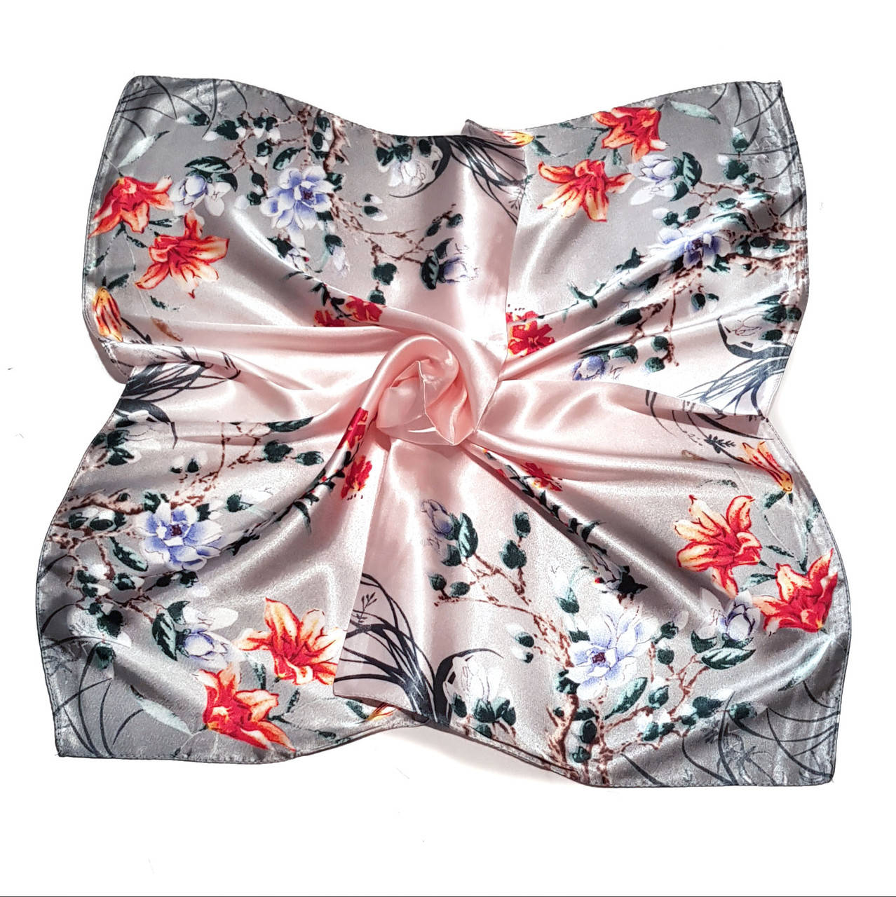 

Платок малегький шейный на сумку на шею на прическу шелковый Клер, Розовый