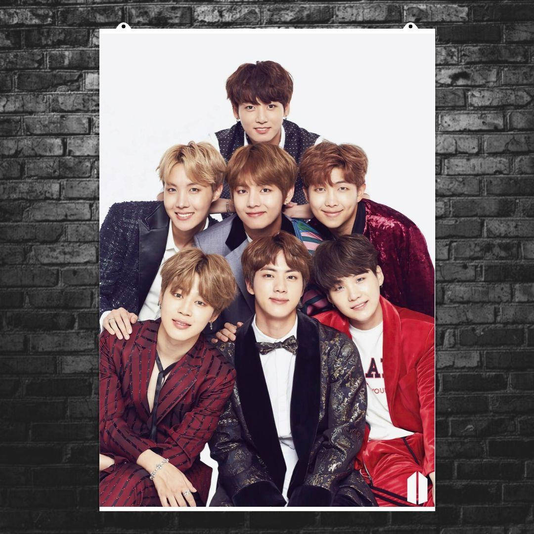 

Постер "BTS. Все участники, групповое фото". Bangtan Boys, k-pop. Размер 60x43см (A2). Матовая бумага