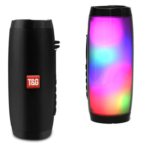 

Портативная колонка T&G TG157 с подсветкой, Bluetooth, радио, speakerphone, черный