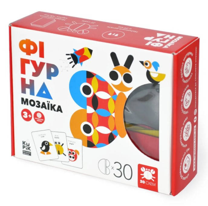 

Деревянная игрушка Фигурная мозаика, 30 элементов, 900071, для детей от 3 лет, Пакунок малюка