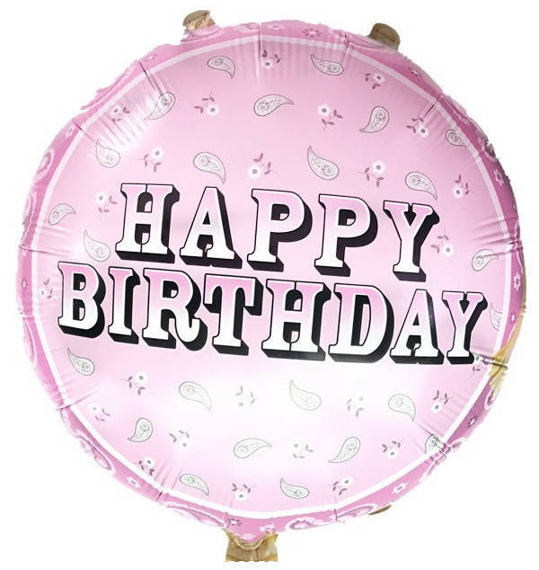 

Фольговані кулі коло "Happy Birthday" Розовый..Диаметр: 18"(45 см).