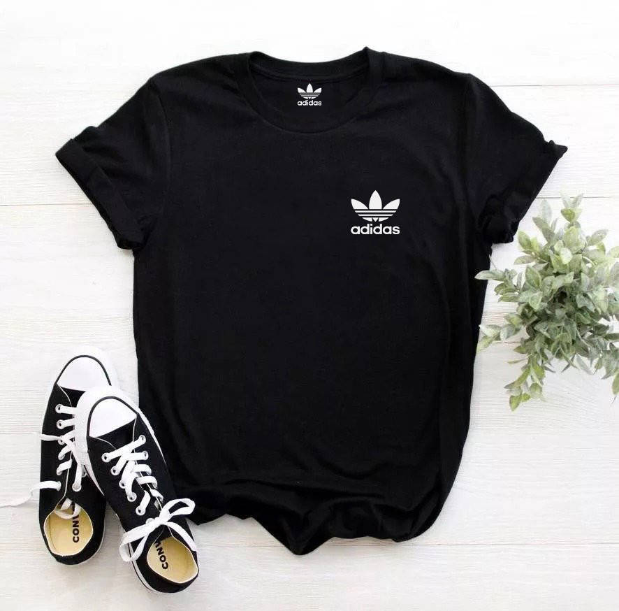 

Женская футболка Adidas чёрная Адидас, Черный