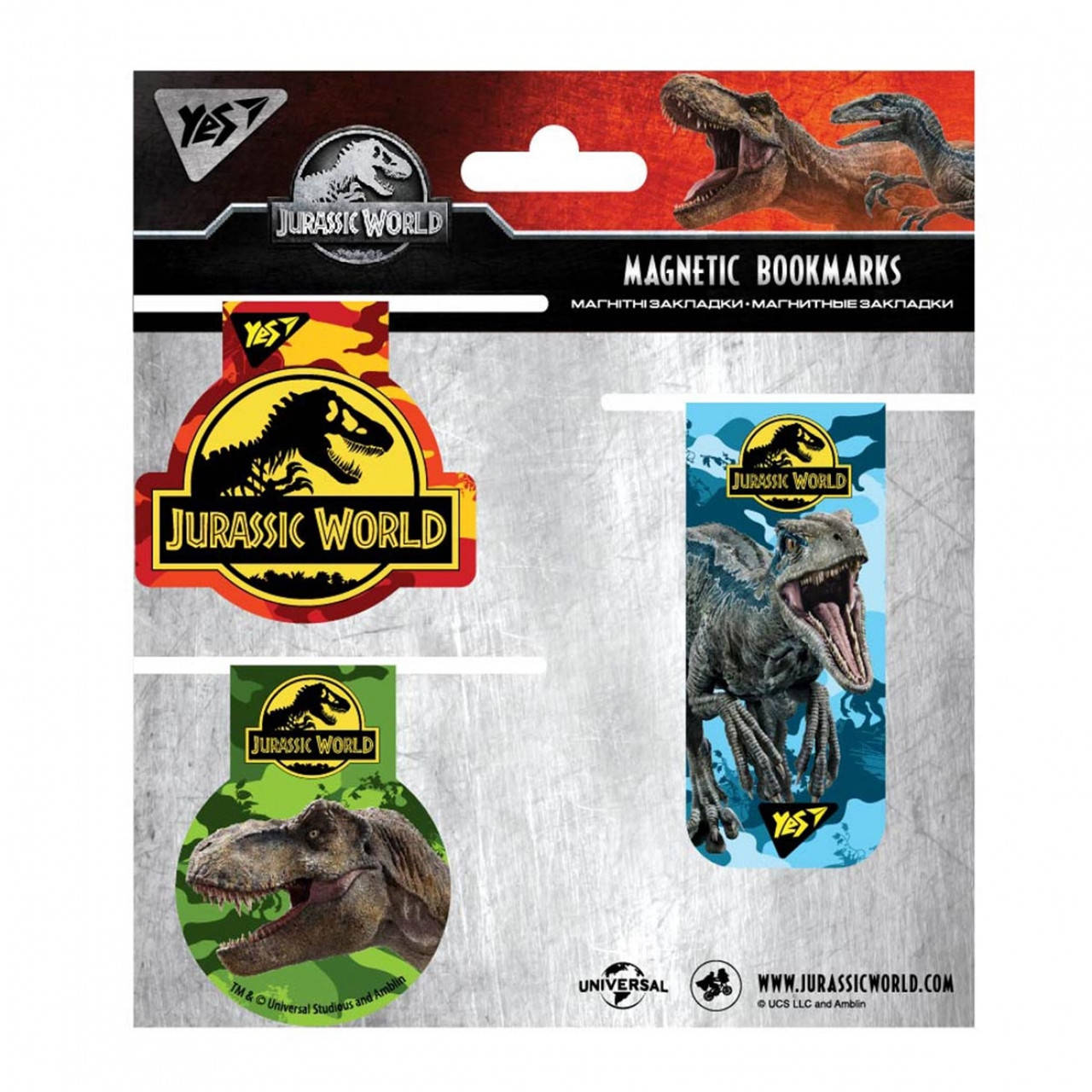 

Закладки магнитные YES "JURASSIC WORLD", 3 шт