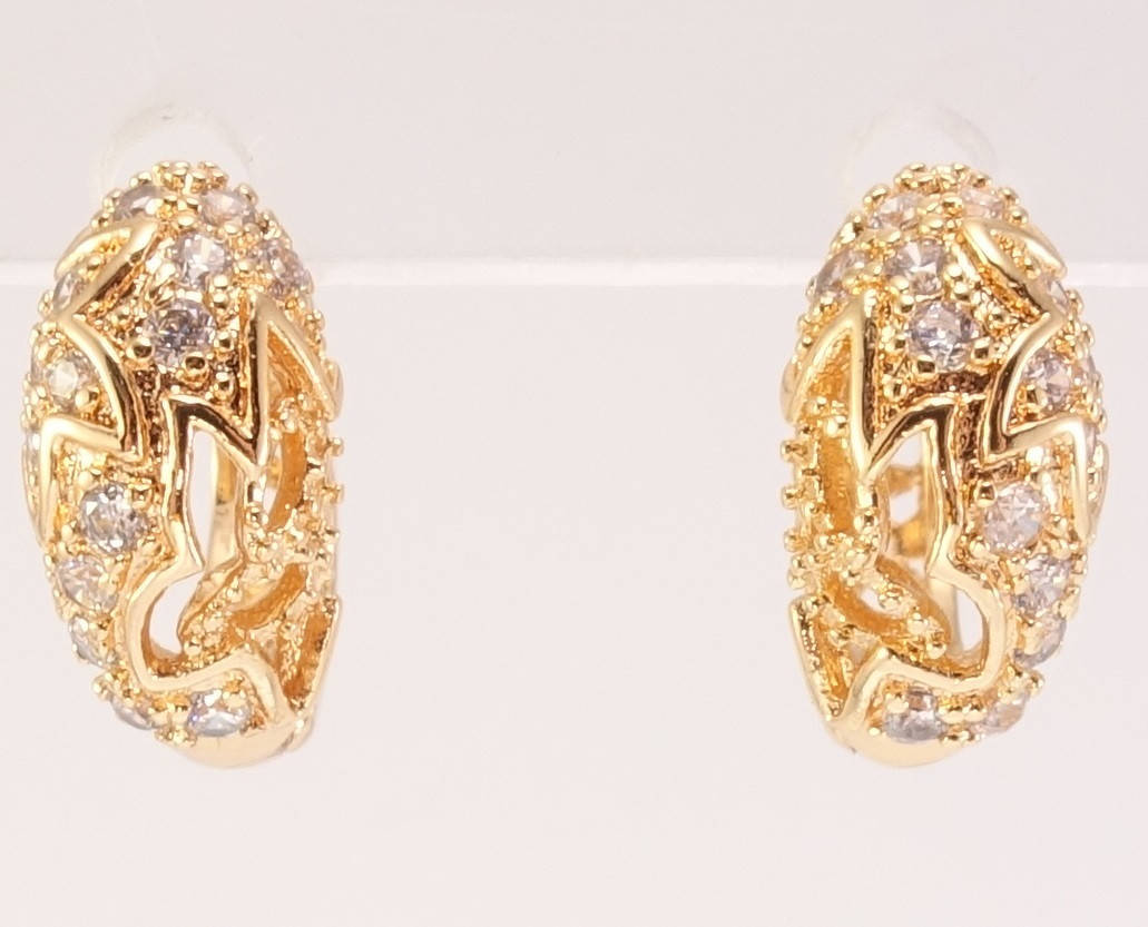 

Серьги Xuping M&L желтый оттенок колечки "Изящный растительный орнамент с цирконием"