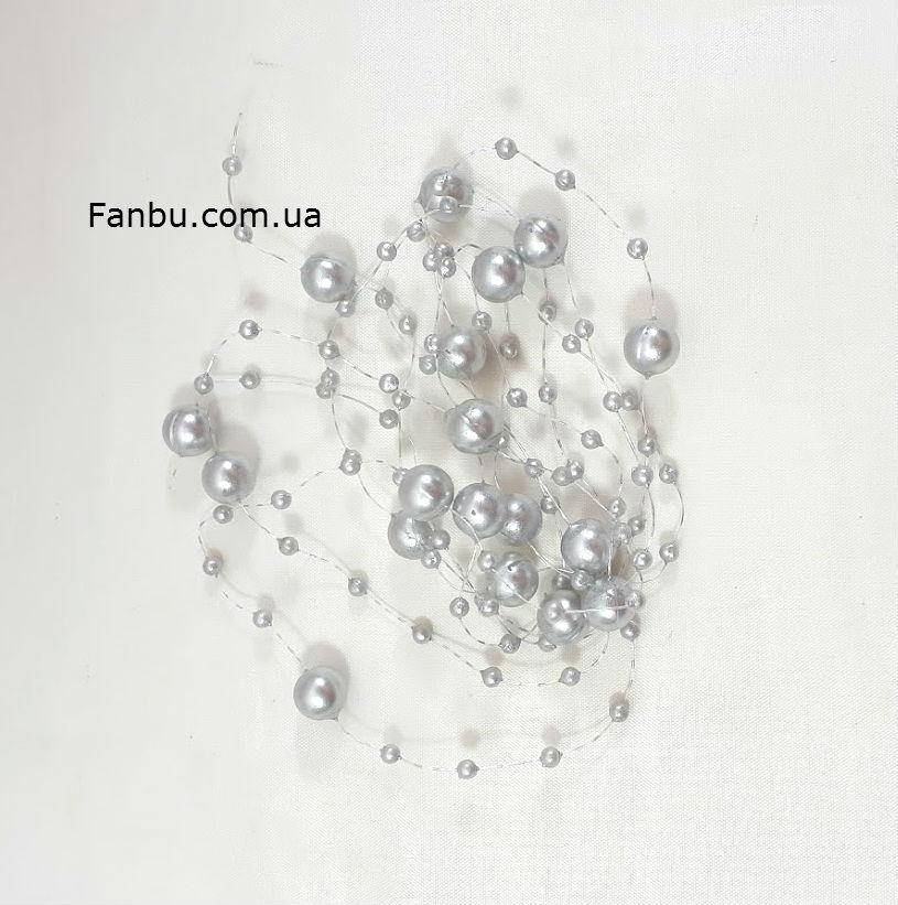 

Бусины на леске (1шт- 1.3метра),серебряные