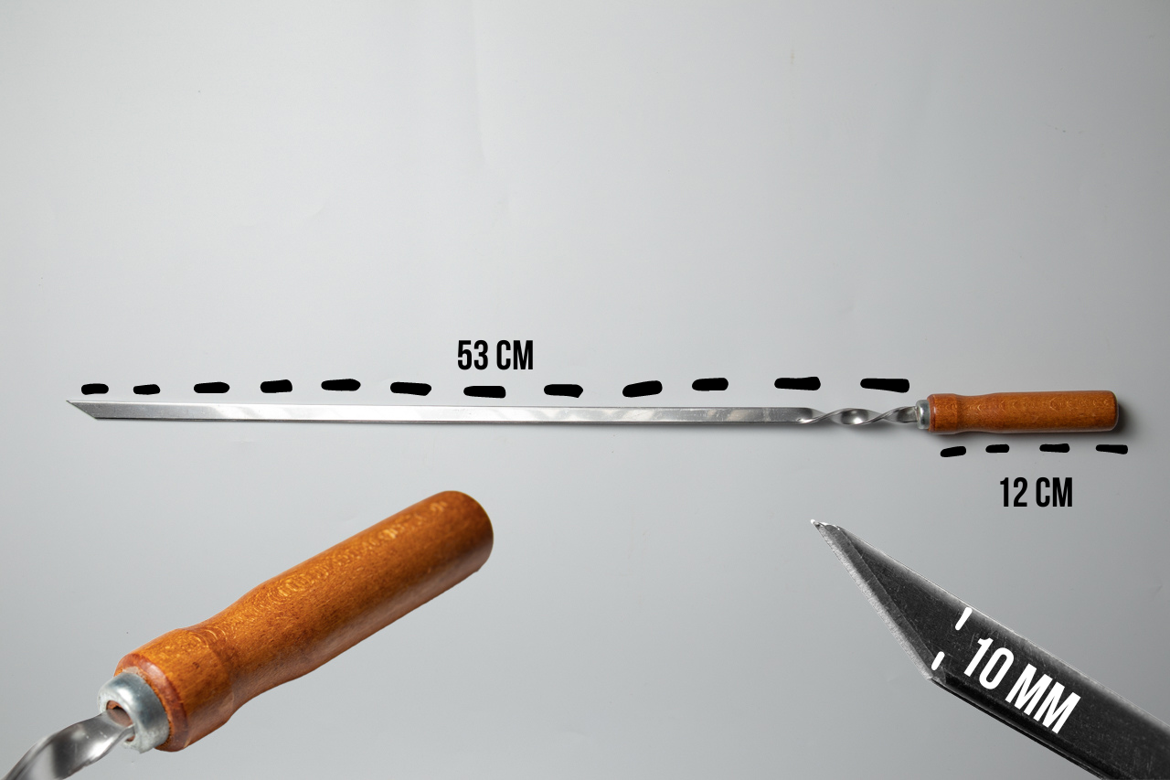 

Шампура плоские 65 см. с коричневой ручкой из дерева "WoodSteel" сталь 3 мм.