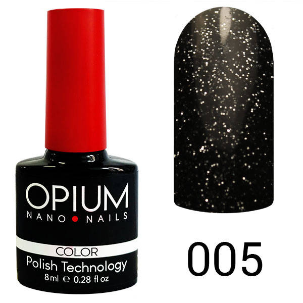 

Гель лак OPIUM 8ml.№5 "черно-серый шимер"
